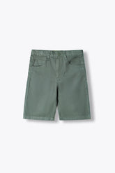 Kid's Olive Green Cotton Short With Adjuster